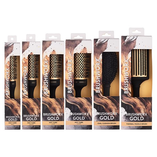 Brushworx Gold Ceramic Hot Tube Hair Brush, Medium