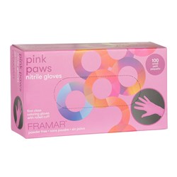 Framar Pink Paws Nitrile Gloves Small 100pk