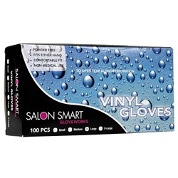 Salon Smart Vinyl Gloves Black Large 100pk