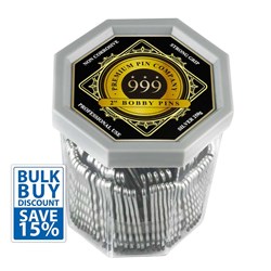 Premium Pin Company 999 Bulk Buy Bobby Pins 2" Silver 3pk