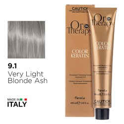 ORO 9.1 KERATIN VERY LT BLONDE 1056329 ASH COLOUR 100ML FANOLA