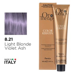 ORO 8.21 KERATIN LT BLD VT ASH 1056366 LIGHT BLONDE VIOLET FANOLA ASH COLOUR 100ML