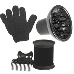 <h2>Free Shipping Over $149</h2>
Salon Saver's large range of <em>hair tool accessories</em>, <em>spare parts</em>, including <em>hairdryer diffusers</em> for <em>blow-drying curly hair</em>. Heatproof mats, gloves, and pouches protect from hair <a href="/electricals" title="electricals" class="redline">electricals</a>. Also, find spare hot rollers and hairdryer bonnets for setting hair here. Find other items in <a href="/hair-and-beauty-supplies" title="Hair and beauty supplies" class="redline">Hair and beauty supplies</a>.