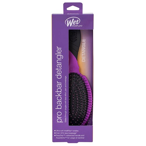 WetBrush Pro Backbar Detangler Hair Brush Purple Package
