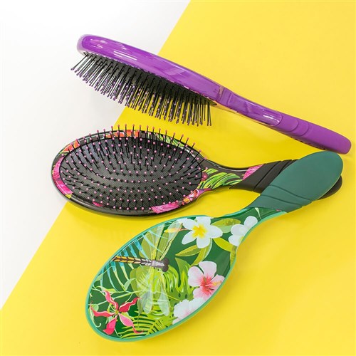 WetBrush Pro Detangler Hair Brush Neon Tropics Black Salon Saver