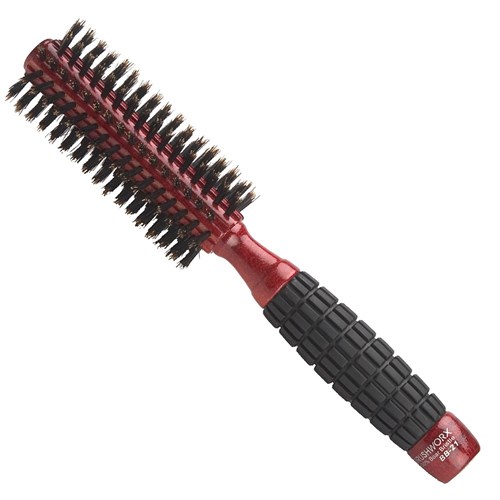 Brushworx Red Rubber Grip Boar Bristle Radial Hair Brush - Small