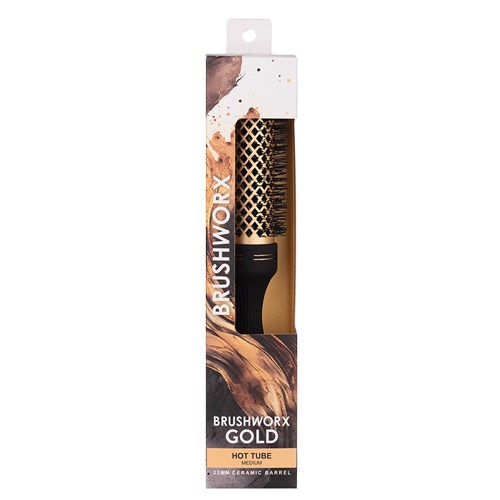 Brushworx Gold Ceramic Hot Tube Hair Brush, Medium