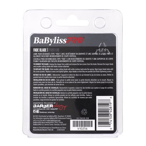BaBylissPRO Replacement Hair Clipper Fade Blade Black FX8010B Package back