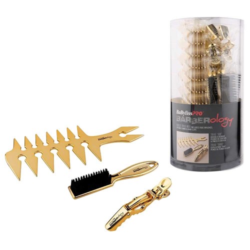 BaBylissPRO Barberology Fades and Blades Cleaning Brush Gold