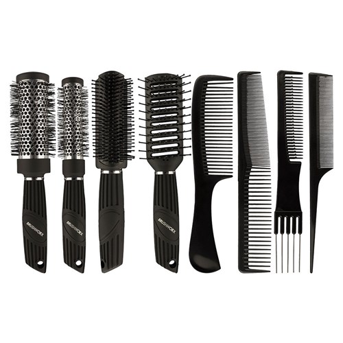 Brushworx Pro Hair Brush and Comb Pack 8pc