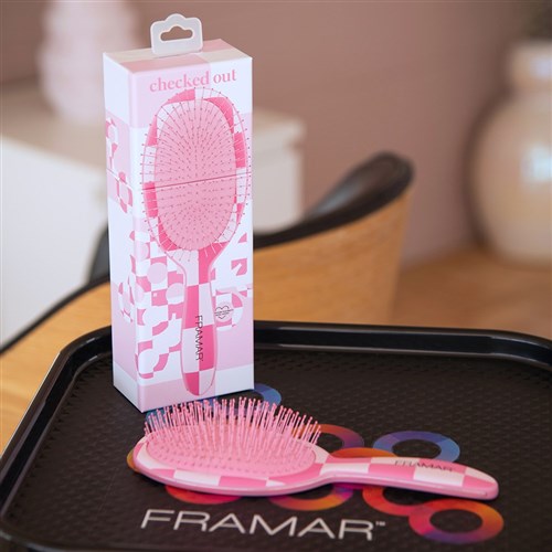 FRAMAR PINK CHECKED DETANGLER FB-DT-COTPNK
