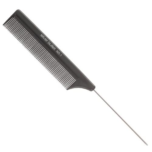 Silver Bullet Carbon Metal Tail Hair Comb