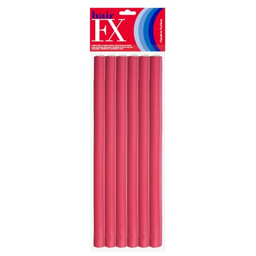 Hair FX Long Flexible Rollers - Red, 12pk