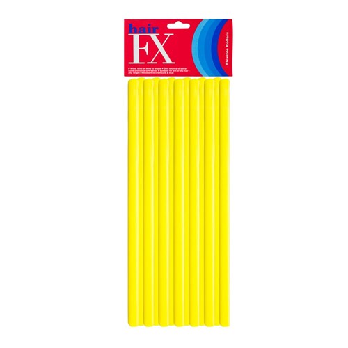 Hair FX Long Flexible Rollers - Yellow, 12pk Pack