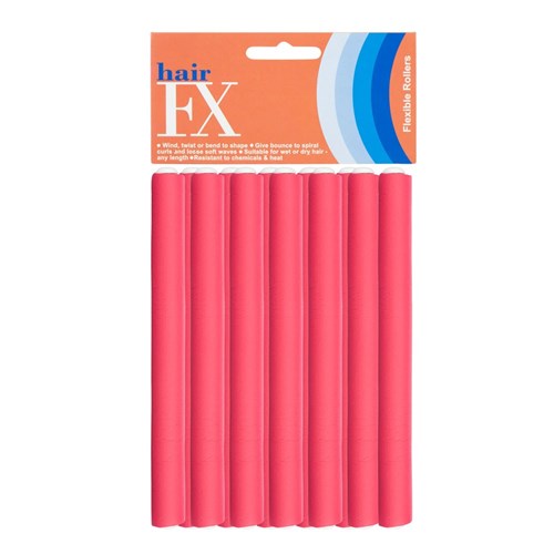 Hair FX Short Flexible Rollers - Red, 12pk