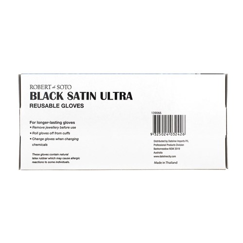 Robert de Soto Black Satin Ultra Reusable Gloves Large 10pk