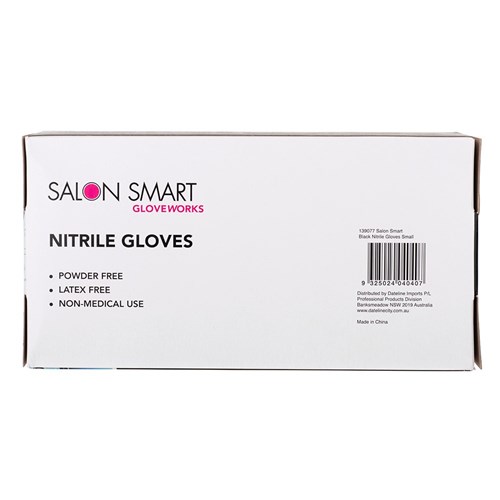Salon Smart Nitrile Gloves Black Small 100pk