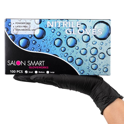Salon Smart Nitrile Gloves Black Small 100pk