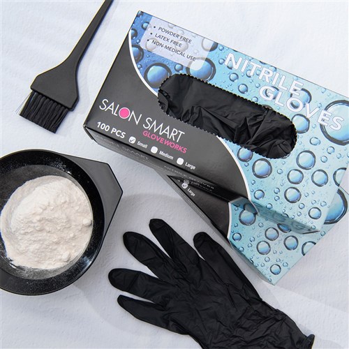 Salon Smart Nitrile Gloves Black Large 100pk