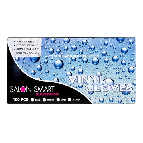 Salon Smart Vinyl Gloves Black Medium 100pk