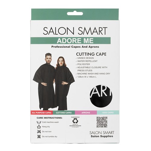 SALON SMART CAPE ADORE ME AA009 WATER REPELENT POLYESTER BLACK SNAPS 128X148cm 230T