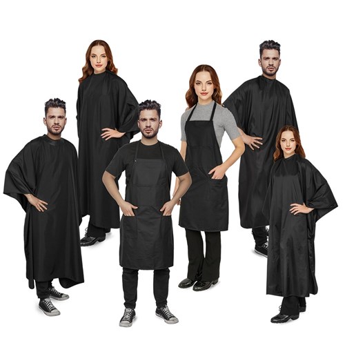 SALON SMART CAPE ADORE ME AA009 WATER REPELENT POLYESTER BLACK SNAPS 128X148cm 230T