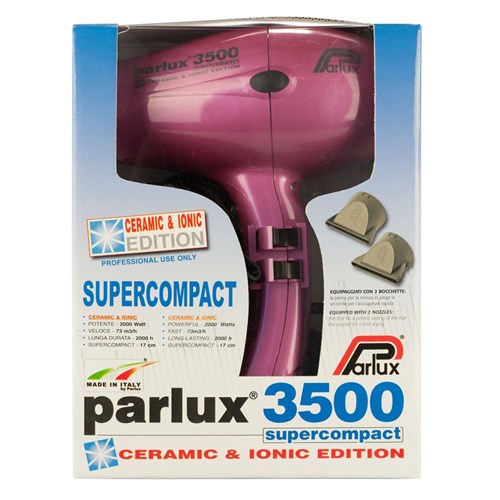Parlux 3500 SuperCompact Ceramic Ionic Hair Dryer Pink Box