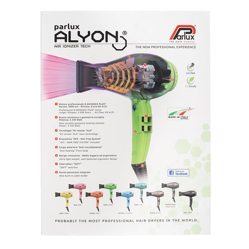 Parlux Alyon Air Ionizer Tech Hair Dryer Green