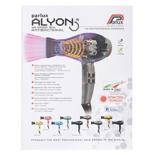 Parlux Alyon Air Ionizer Tech Hair Dryer Graphite