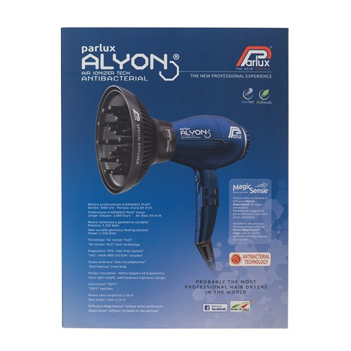Parlux Alyon Air Ionizer Tech Hair Dryer And Diffuser Midnight Blue
