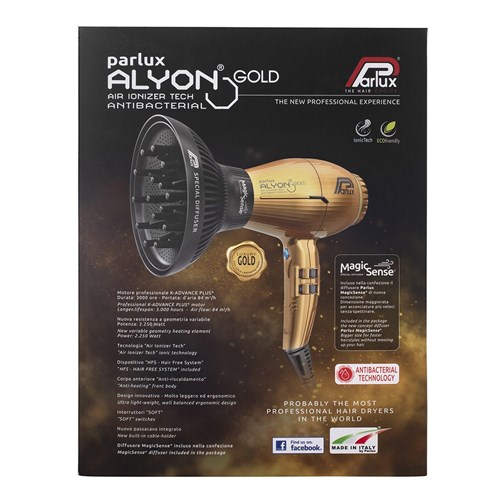 Parlux Alyon Air Ionizer Tech Hair Dryer And Diffuser Gold