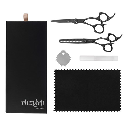 Iceman Mizumi Katani 5.5” Hairdressing Scissors Thinner Set Black