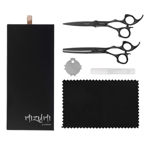 Iceman Mizumi Katani 6” Hairdressing Scissors Thinner Set Black