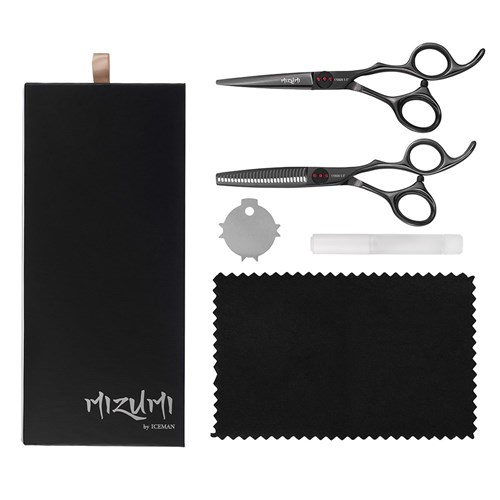 Iceman Mizumi Senshi 5.5” Hairdressing Scissors Thinner Set Black