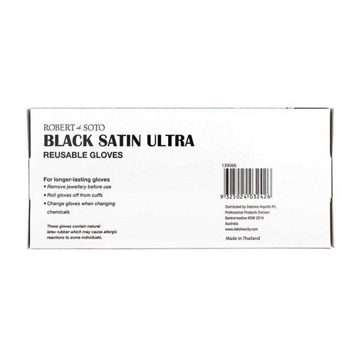 Robert de Soto Black Satin Ultra Reusable Gloves Medium 30pk