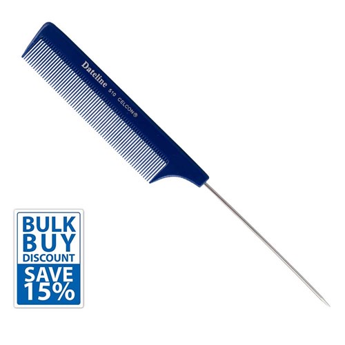 Dateline Professional Bulk Buy Blue Celcon 510 Metal Tail Comb -6pk 