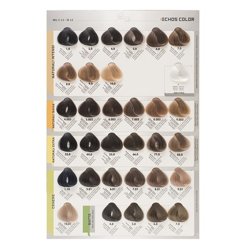 Echos Color of Italy Hair Colour Chart 1
