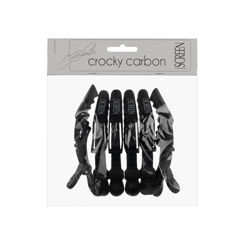 Screen Crocodile Clips Carbon 6pc