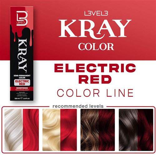 L3VEL3 Kray Semi Permanent Hair Colour Electric Red