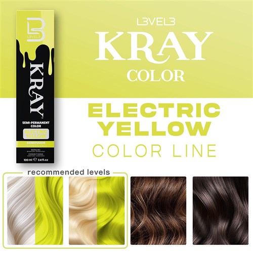 L3VEL3 Kray Semi Permanent Hair Colour Electric Yellow