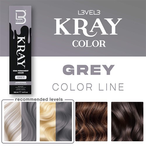 L3VEL3 Kray Semi Permanent Hair Colour Grey