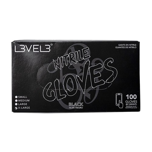 LVL3 NITRILE GLOVES BLACK XL 11103 100PC LEVEL3 L3VEL3