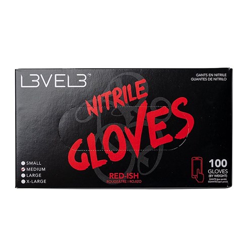 LVL3 NITRILE GLOVES RED-ISH MD 11301 100PC LEVEL3 L3VEL3