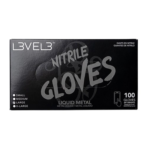 LVL3 NITRILE GLOVES LIQUID LGE 11602 LIQUID METAL 100CT LEVEL3 L3VEL3