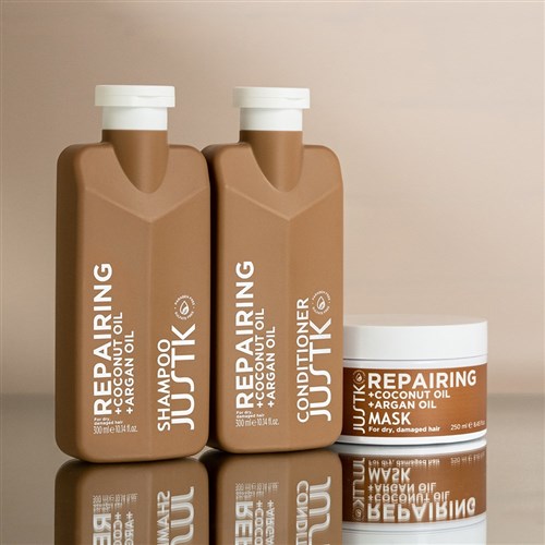 JUSTK REPAIRING MASK 250ml COCONUT & ARGAN OIL FOR DAMAGED HAIR