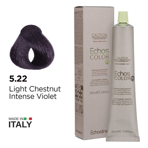 Echos Color Vegan Hair Colour 5.22 Light Chestnut Intense Violet