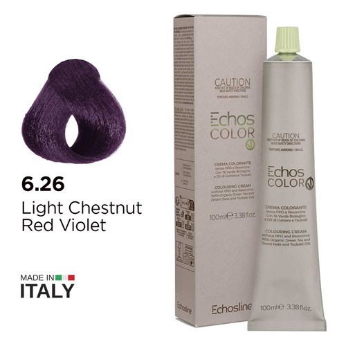 Echos Color Vegan Hair Colour 6.26 Light Chestnut Red Violet