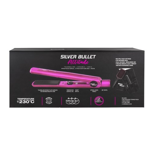 Silver Bullet Attitude Hair Straightener - Pink box