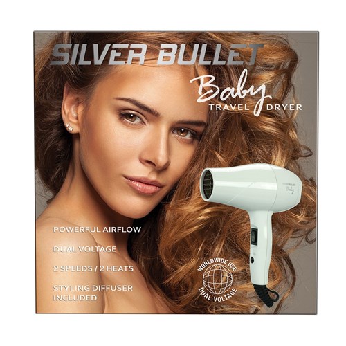 Silver Bullet Baby Travel Hair Dryer White