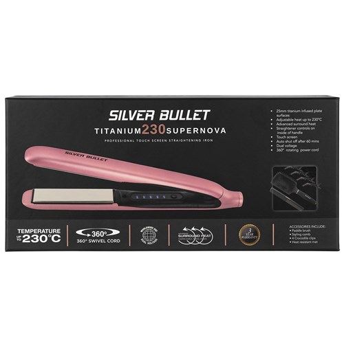 Silver Bullet Titanium 230 Supernova Hair Straightener Vintage Rose